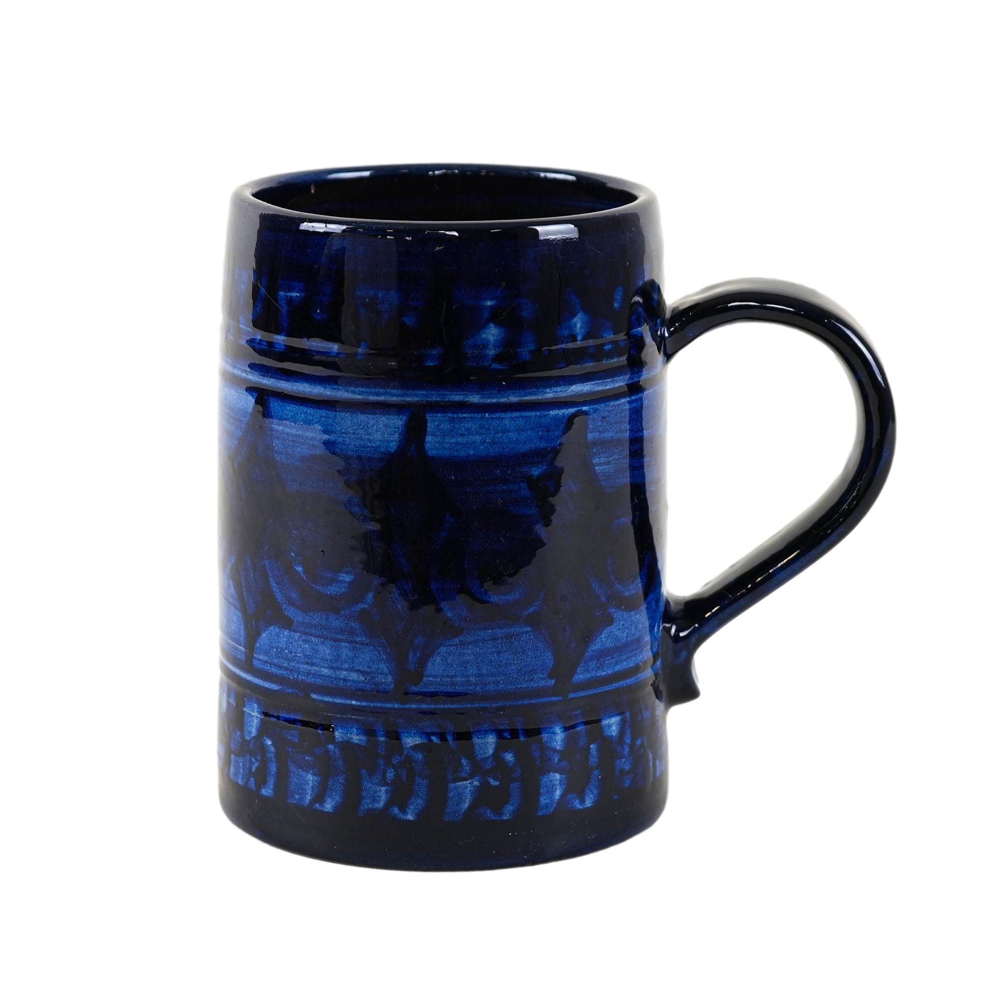 Dark blue ceramic pitcher 1970s 0
