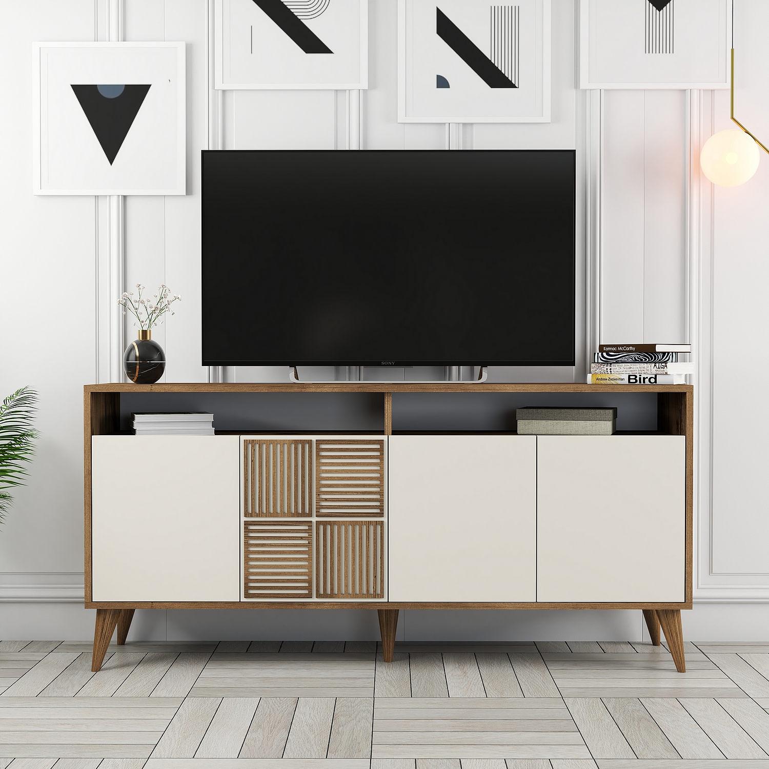 Milan Sideboard Walnut Brown Cream 160cm 4