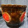 Vintage Keramik Blumentopf Rot Braun 1