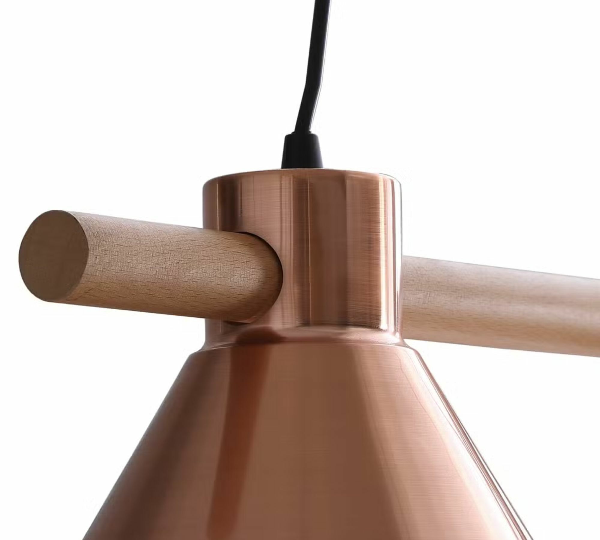 Pendant lamp Lavaca iron / solid beech 3-bulb 6
