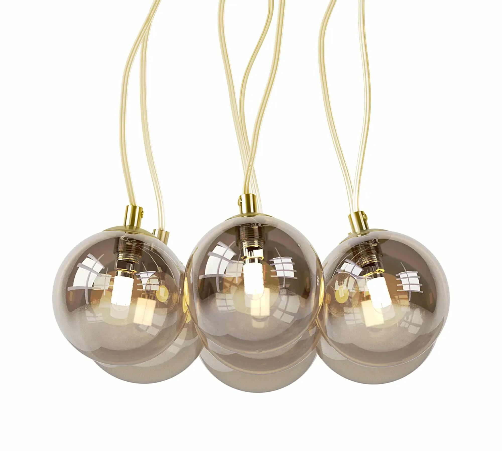Pendant lamp 7-light glass metal gold 0