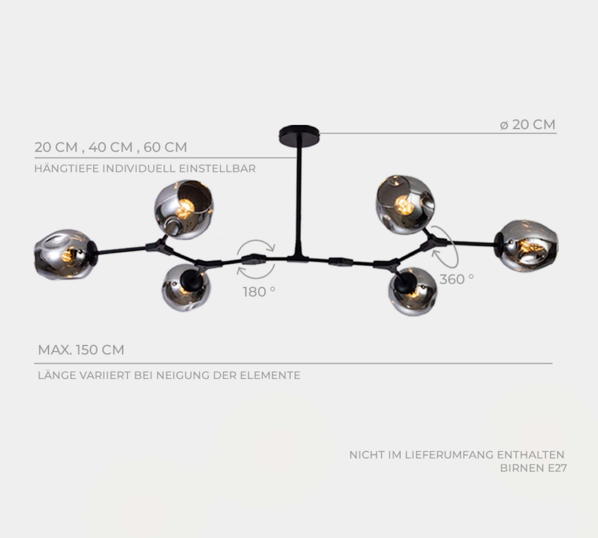Uranos 6-light ceiling lamp Black 9