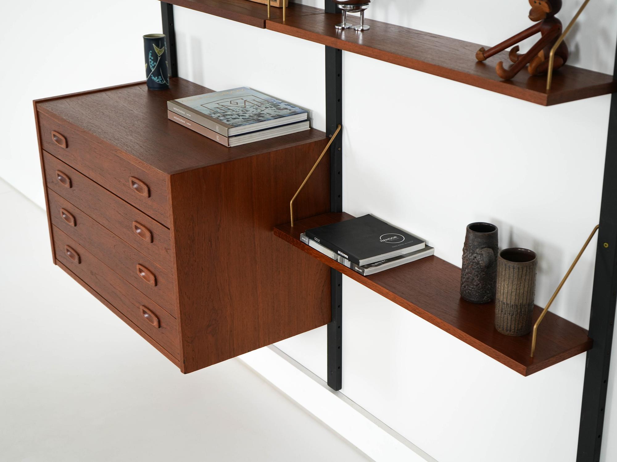 Teak wall unit PS System Brown 1960s 7