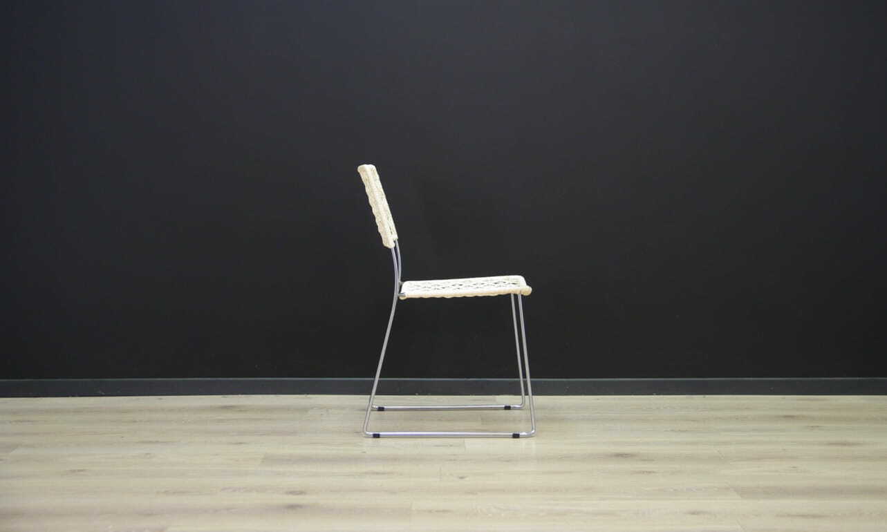 2x Vintage Stuhl Metall Weiß 1960er Jahre 6