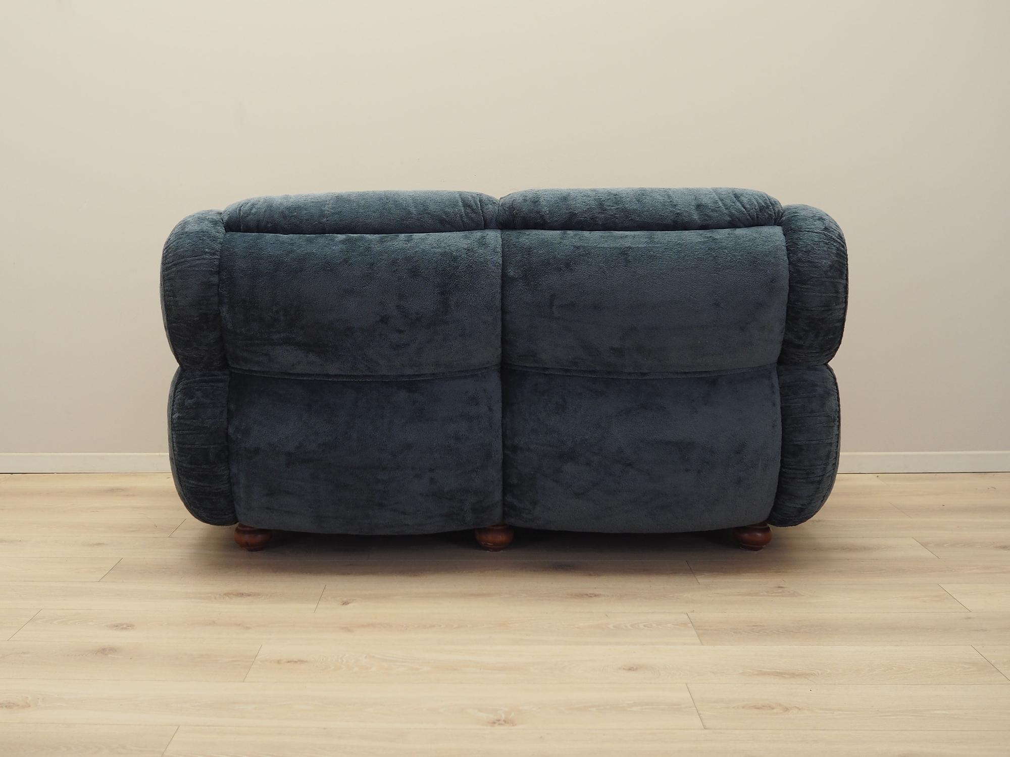 2-Sitzer Sofa Velours Blau 1970er Jahre 5