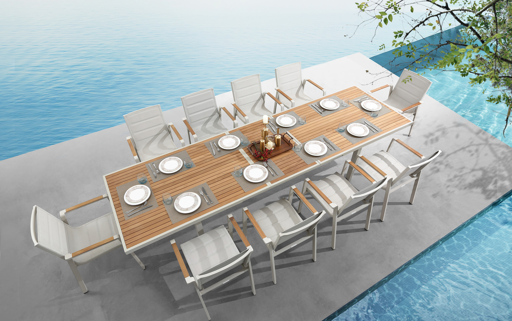 Nofi 2.0 Tavolo da giardino Allungabile Metallo Legno Crema 5