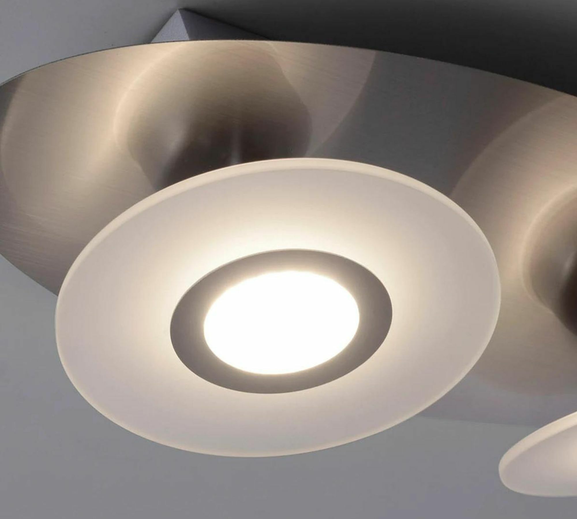 LED Deckenleuchte 2-flammig Glas Stahl Weiß 2