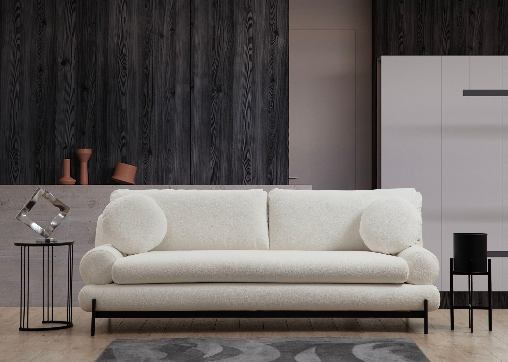 Sofa 3-Sitzer Textil Weiß 1