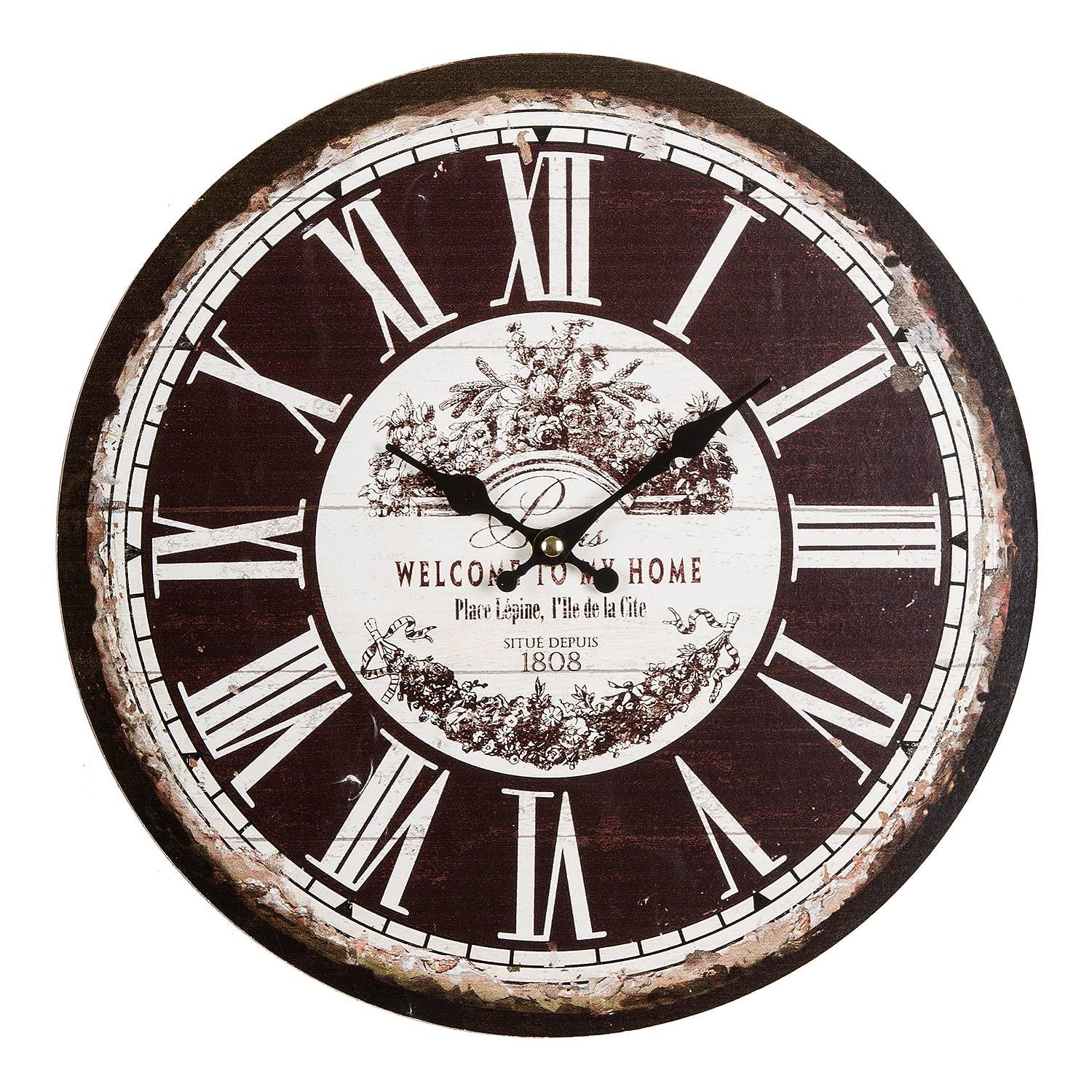 Wanduhr Welcome MDF Schwarz / Weiß 0