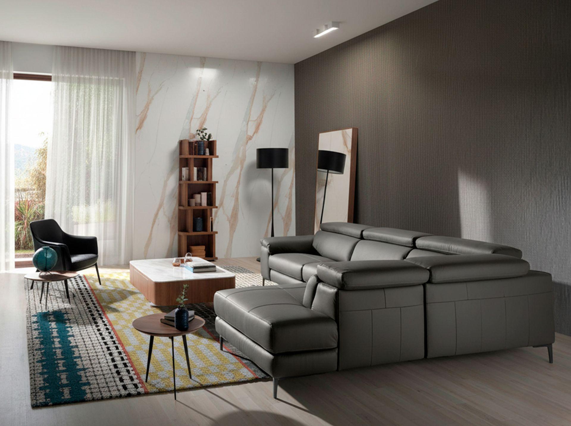 Sofa Récamiere Rechts 6111 mit Relaxsystem Leder Dunklegrau 5