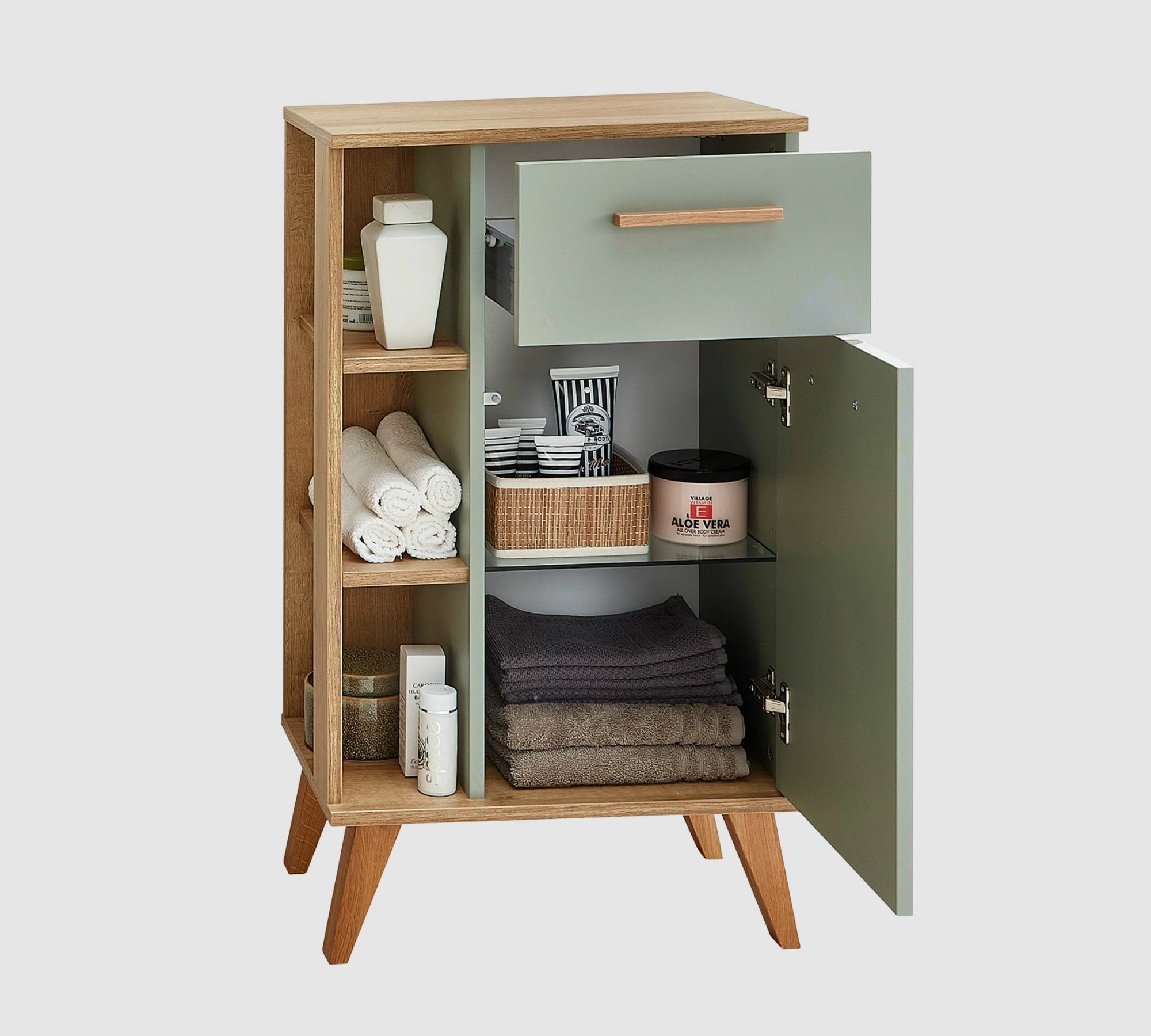 Badezimmerschrank Eichendekor Salbei 6