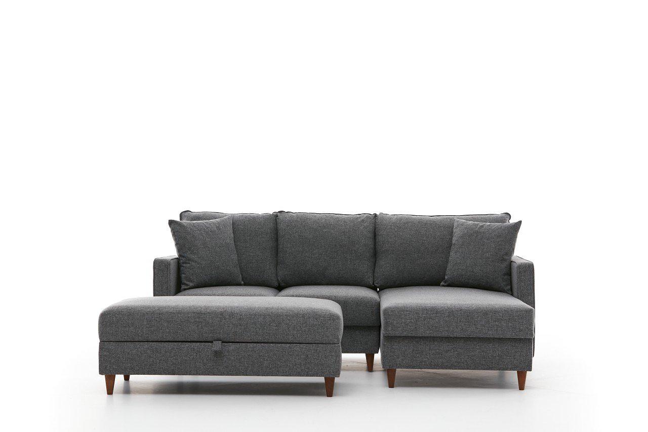 Eva Sofa Récamiere Rechts mit Hocker Grau 4