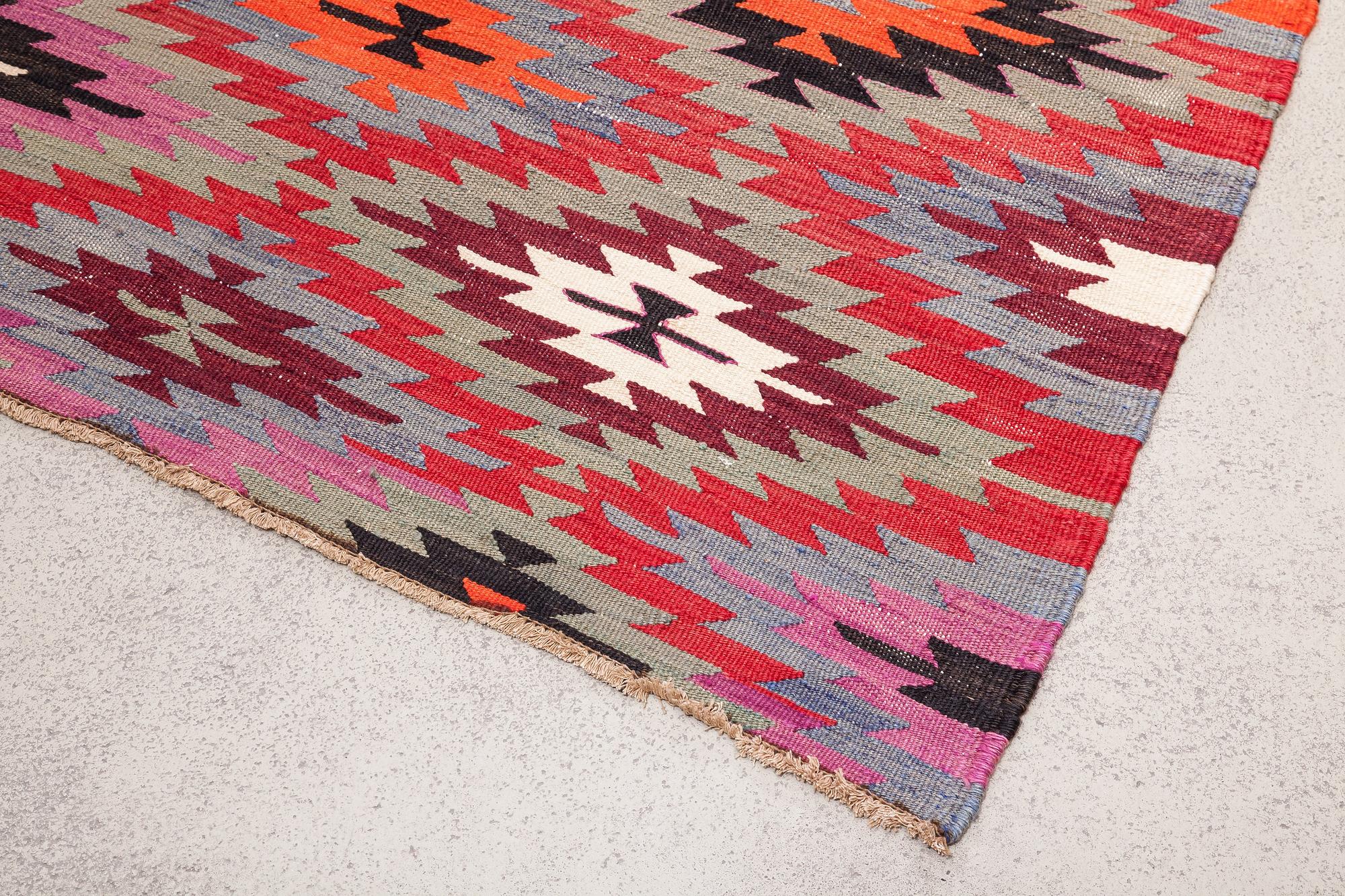 Vintage Kilim Teppich Wolle Mehrfarbig 3