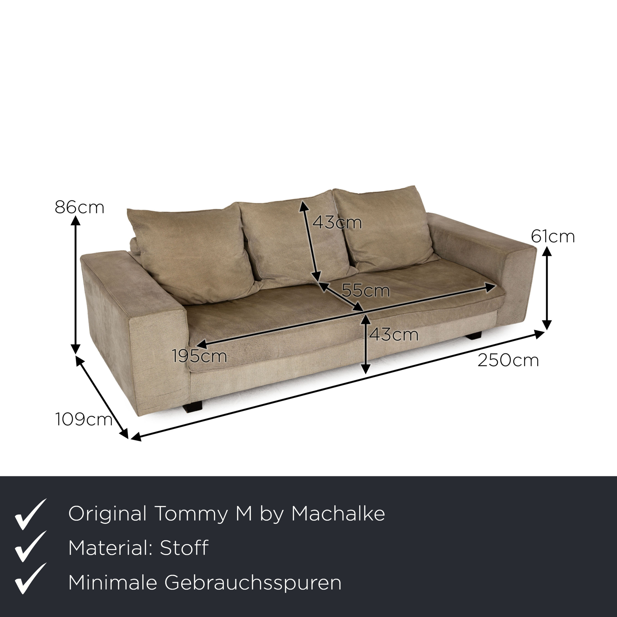 Maine Sofa 3-Sitzer Grau 1