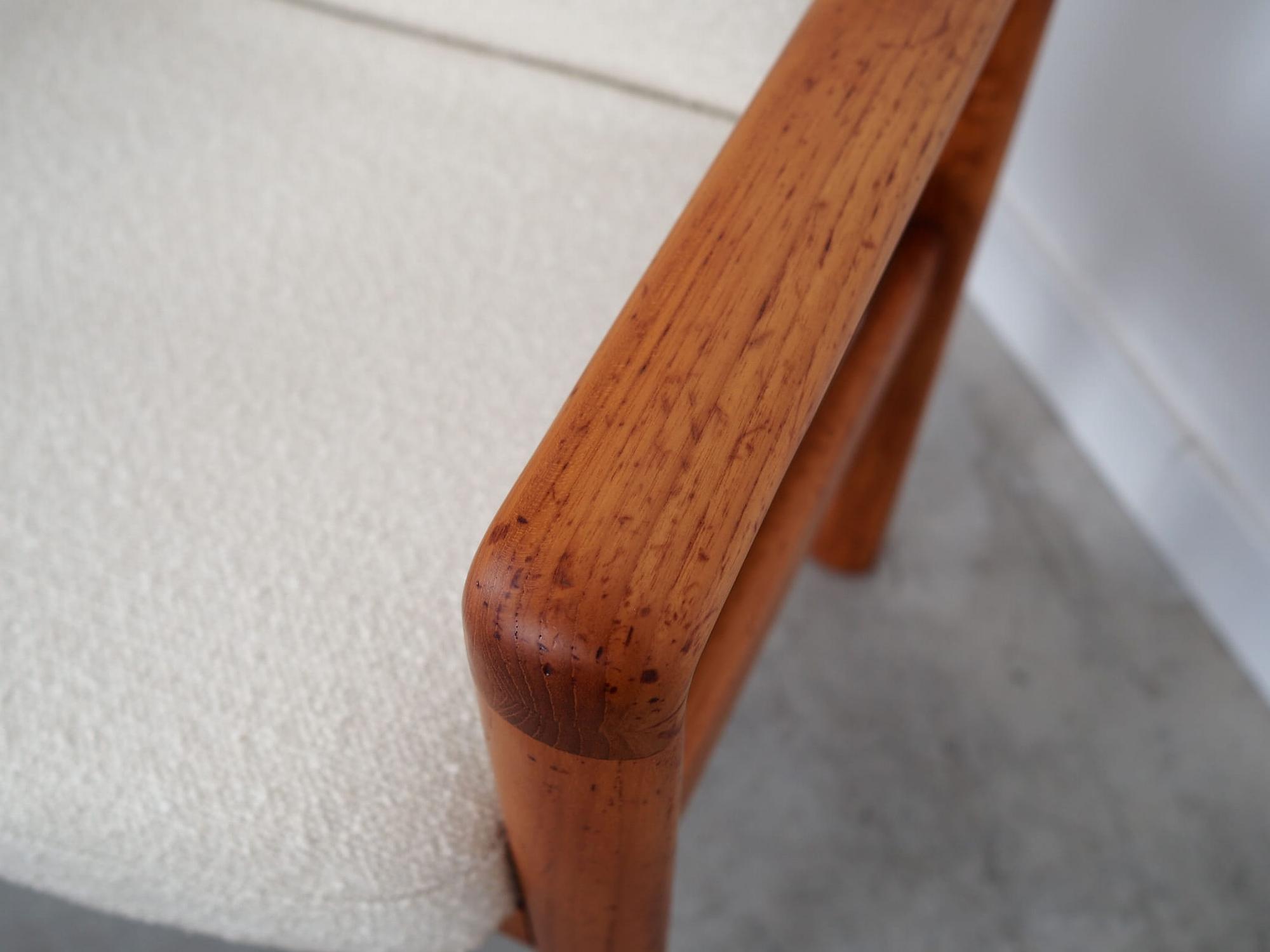 Vintage Chair Teak Wood Textile White 1970s 11