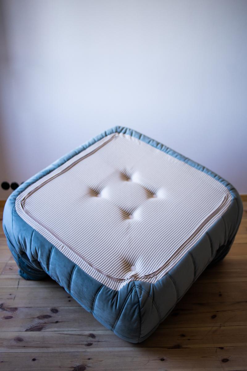 Togo Corner Sofa Velvet Azure Blue 2