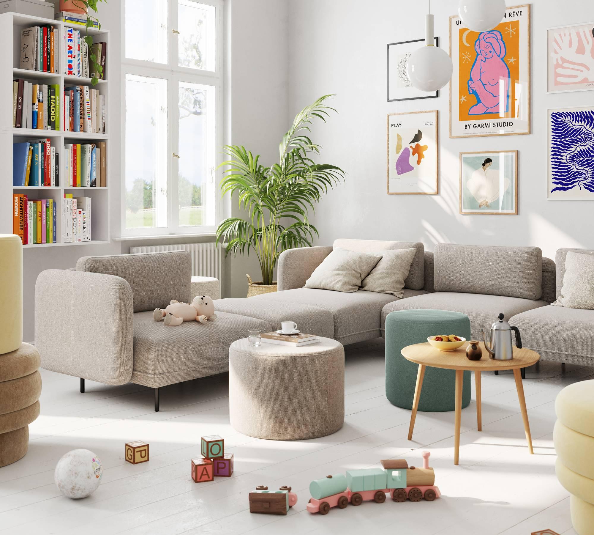 Ellis Fußhocker Planet Grey Green 3