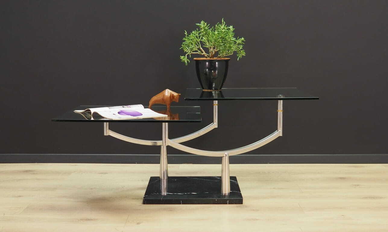 Vintage Coffee Table Metal Glass Transparent 1990s 5