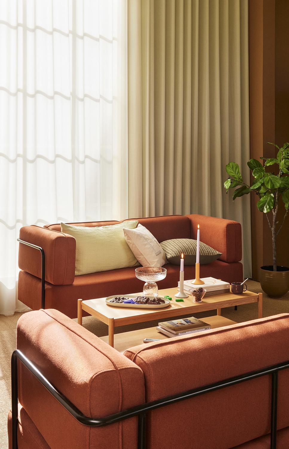 Block Sofa 2-Seater Red-brown 0