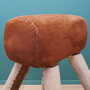 Vintage Turnpferd Braun Leder Holz 100x84x80 cm 1980er Jahre 7