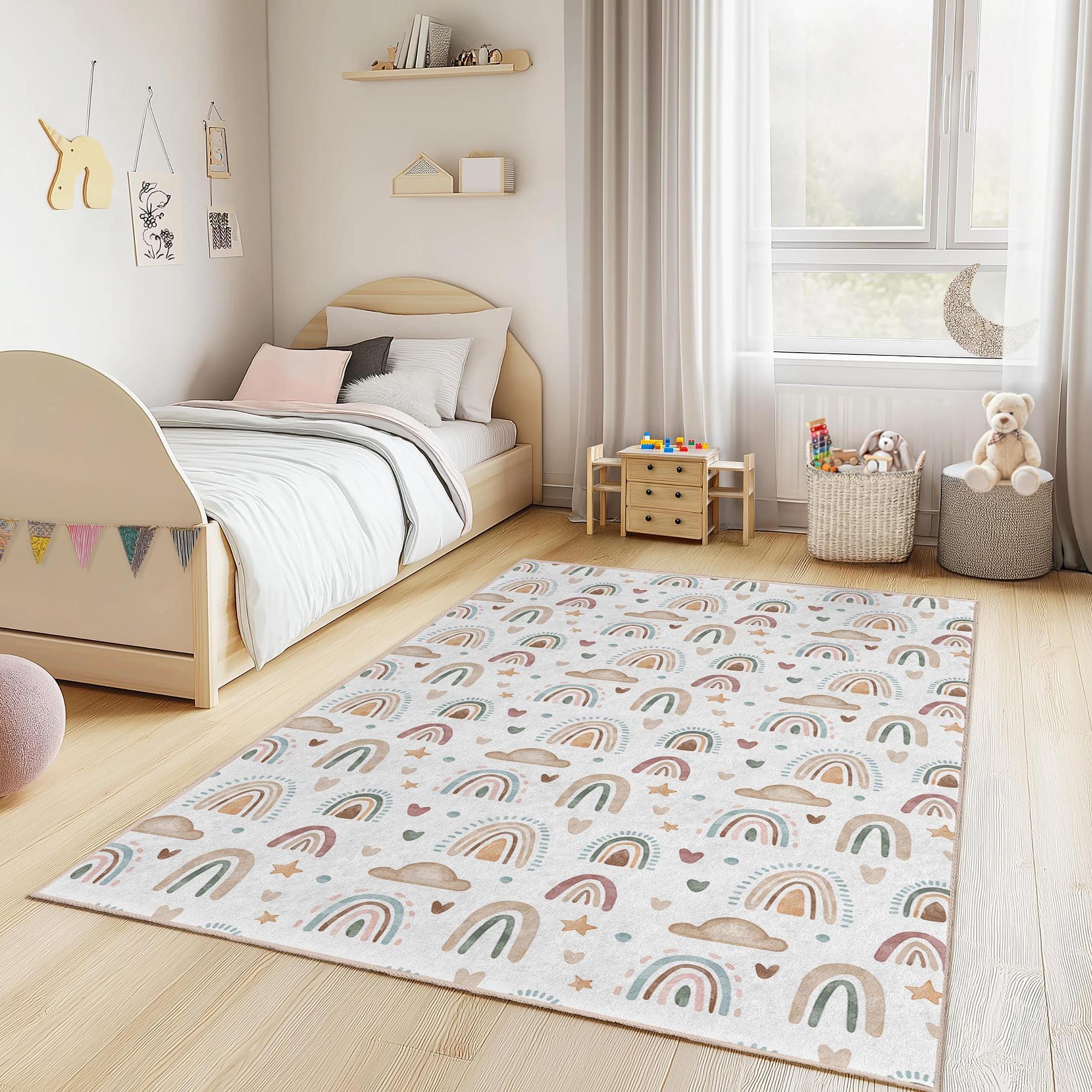 Regenbogen Kinderrandteppich Mehrfarbig 120x180cm 2