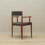 Vintage Stuhl Teakholz Leder Grau 1970er Jahre  6