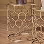 2x Arcana Round Honeycomb Side Table Metal Glass 3