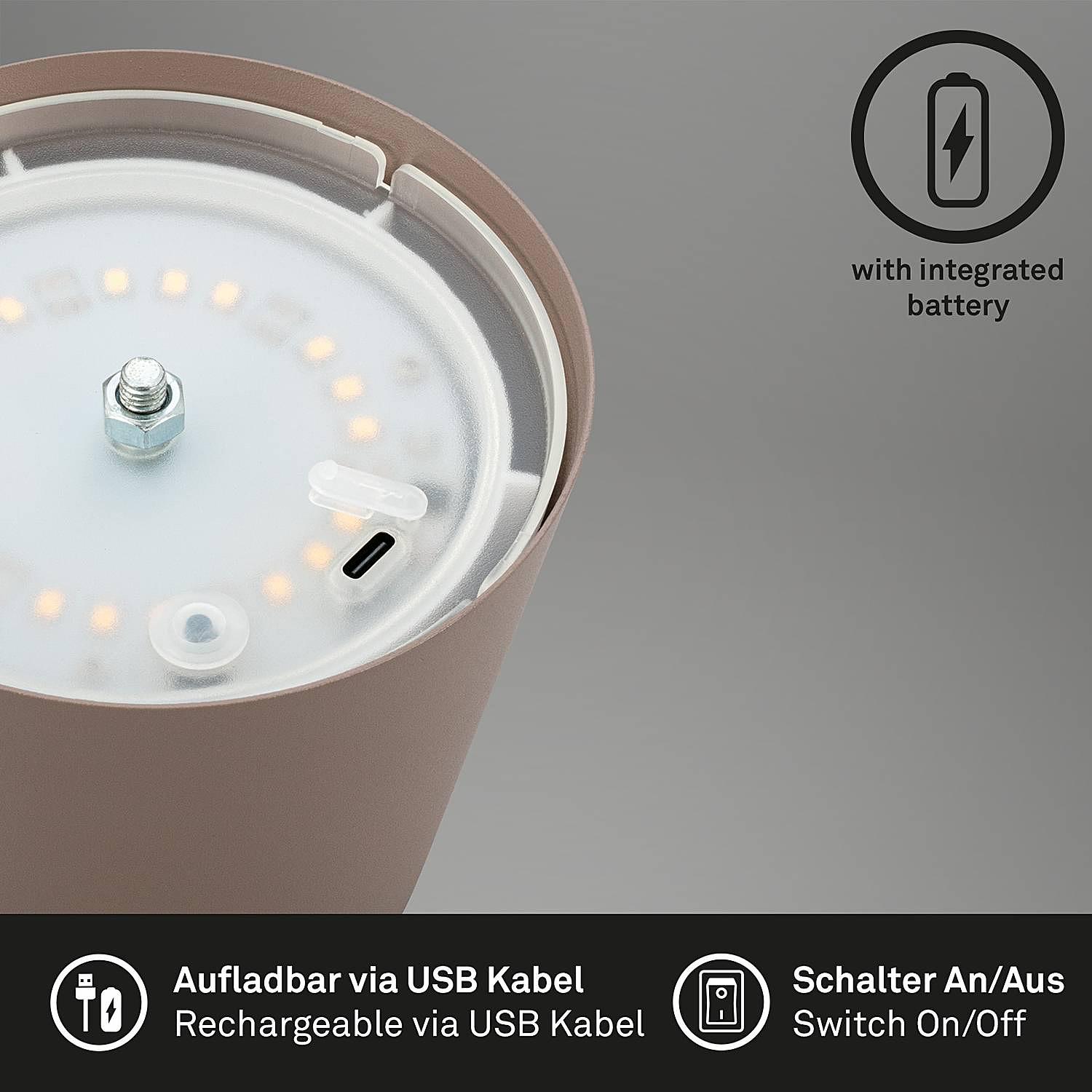 1-Flammig LED-Tischleuchte Tyli Aluminium Braun 3