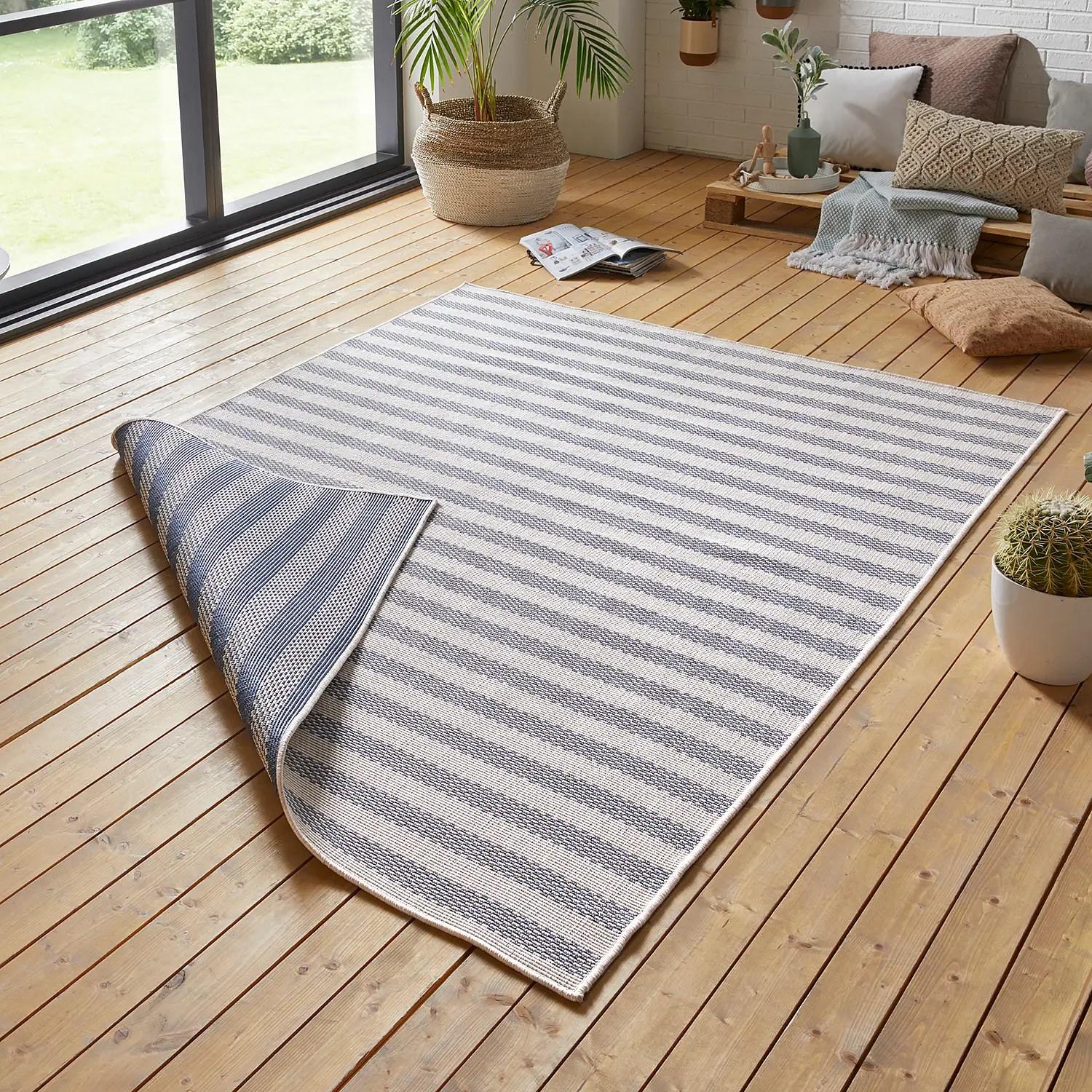 Delilia In-/Outdoorläufer Creme Schwarz 3
