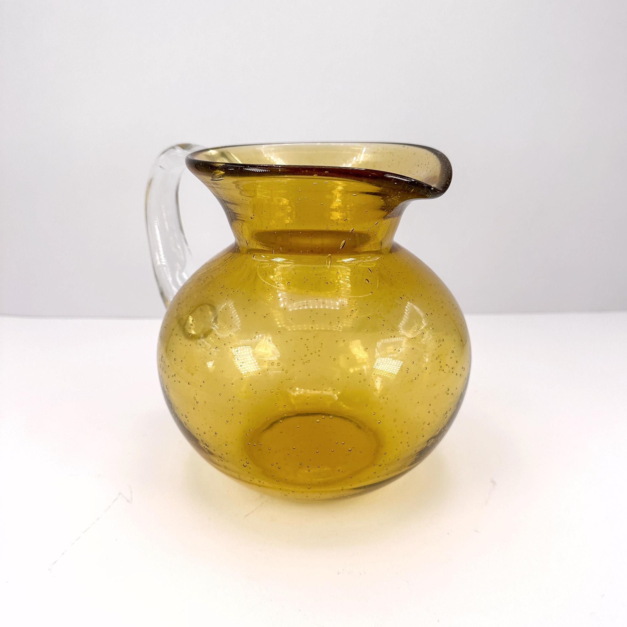 Murano Karaffe 1970er Glas Gelb / Bernstein 1