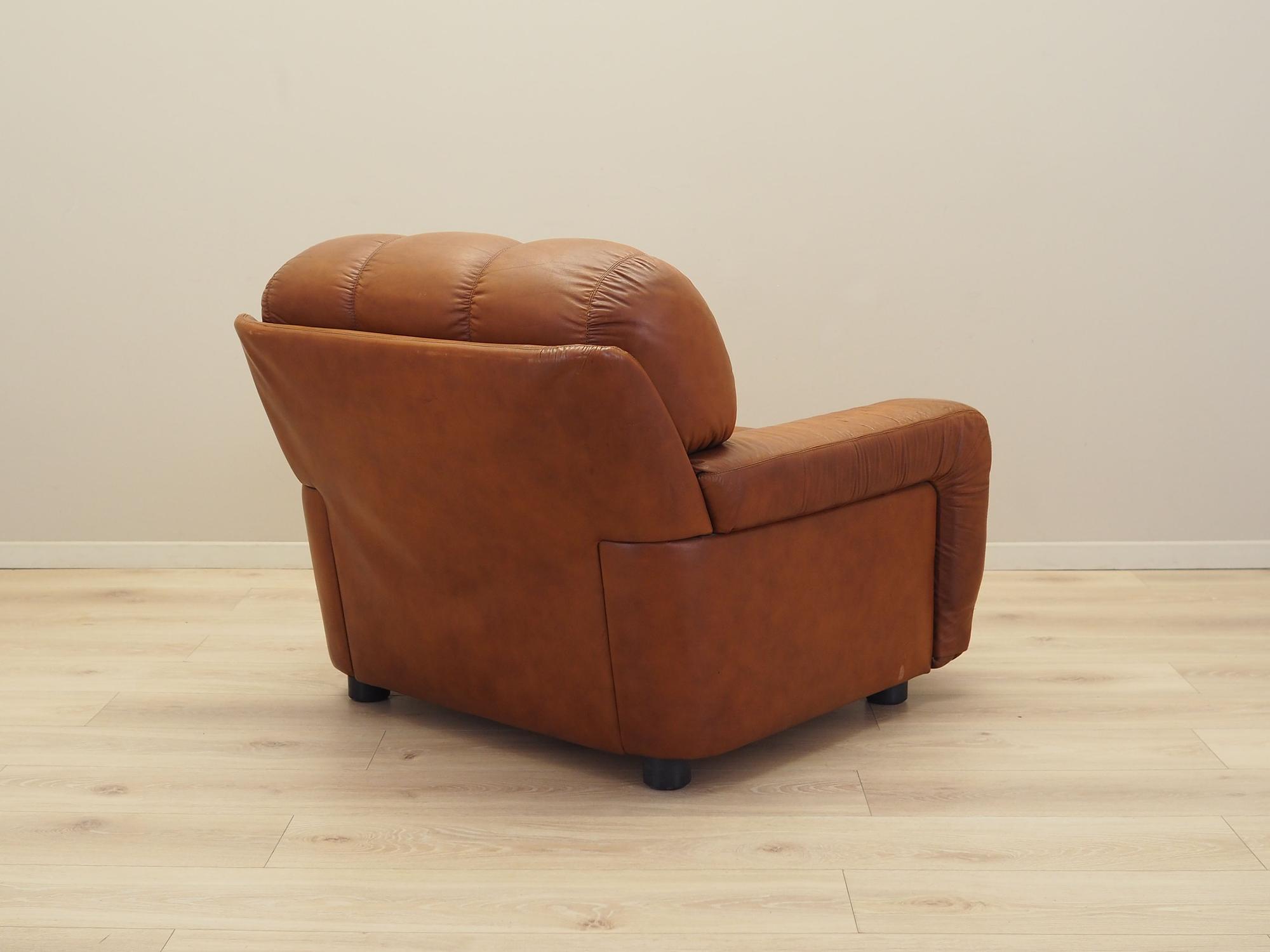 Sessel Leder Braun 1970er Jahre 6