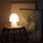 Vintage Table Lamp Glass Metal White 1970s 2