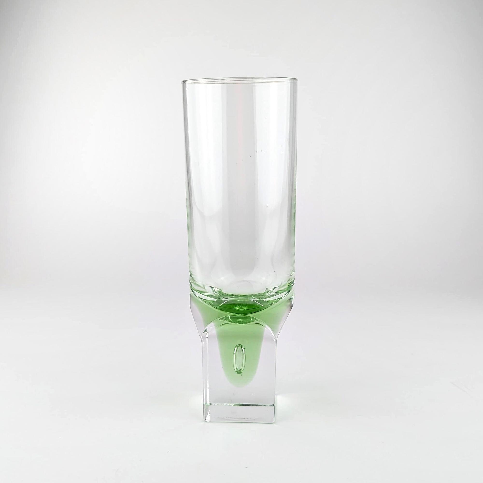 6x Vintage Space Age Trinkglas Kristall Grün 1960er Jahre 1