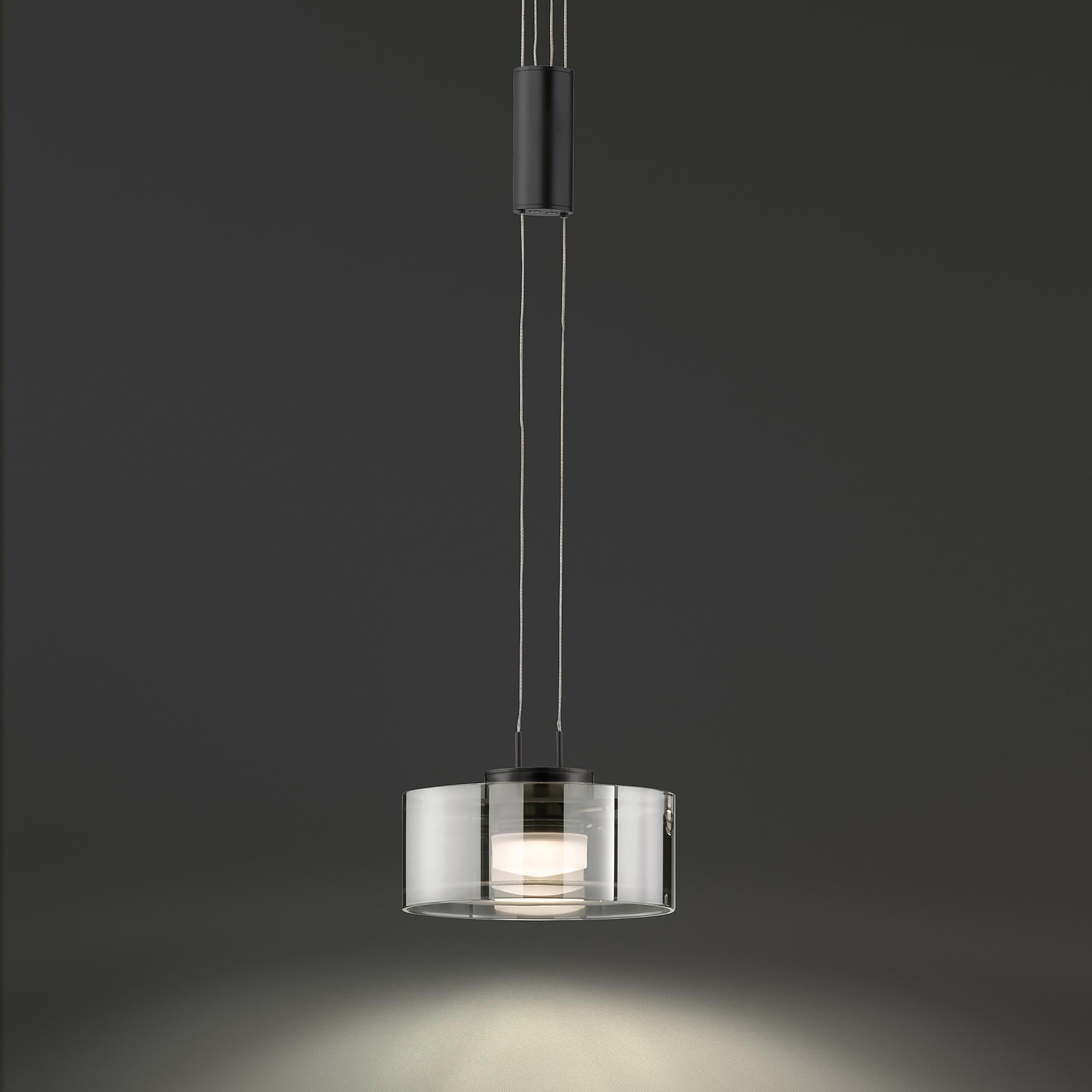 LED-Pendelleuchte Lavin Eisen Rauchglas Schwarz 0