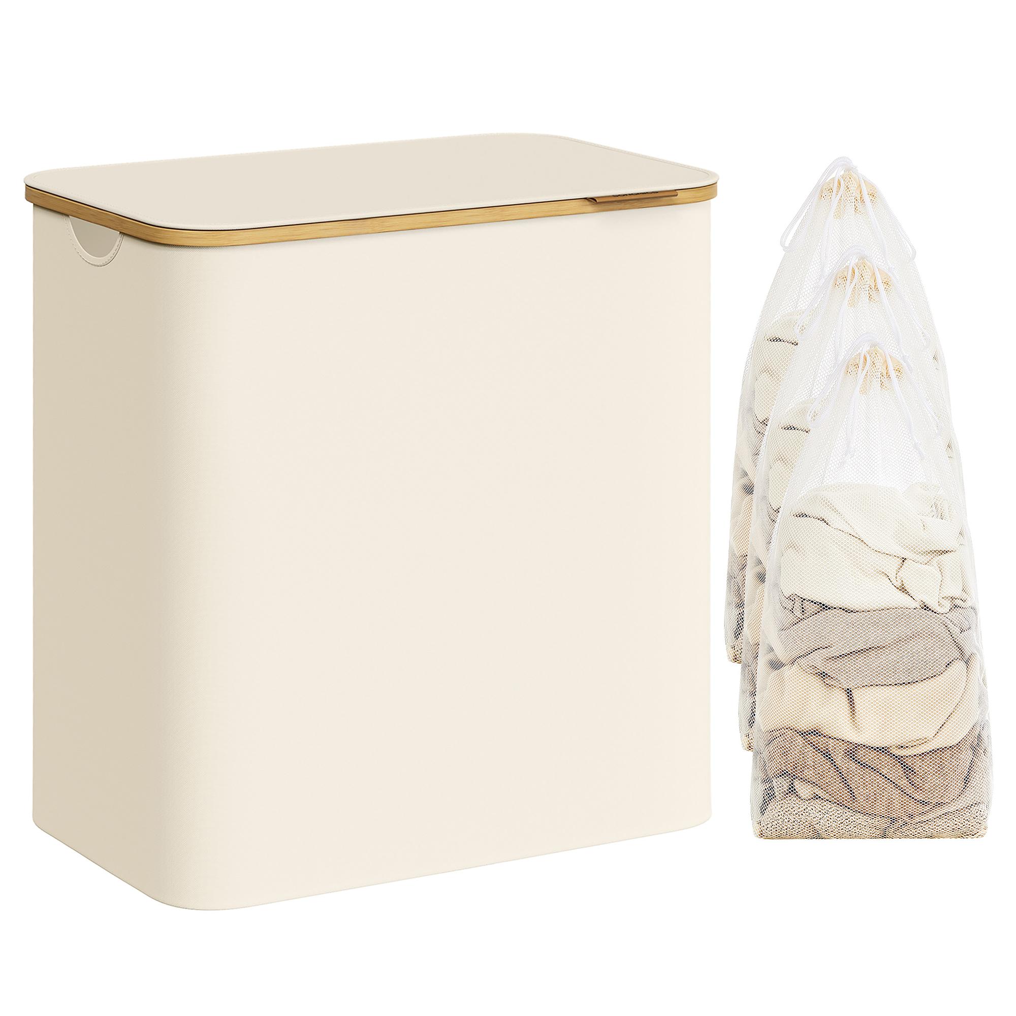 Laundry basket Ekana Bamboo White 60x39cm 4
