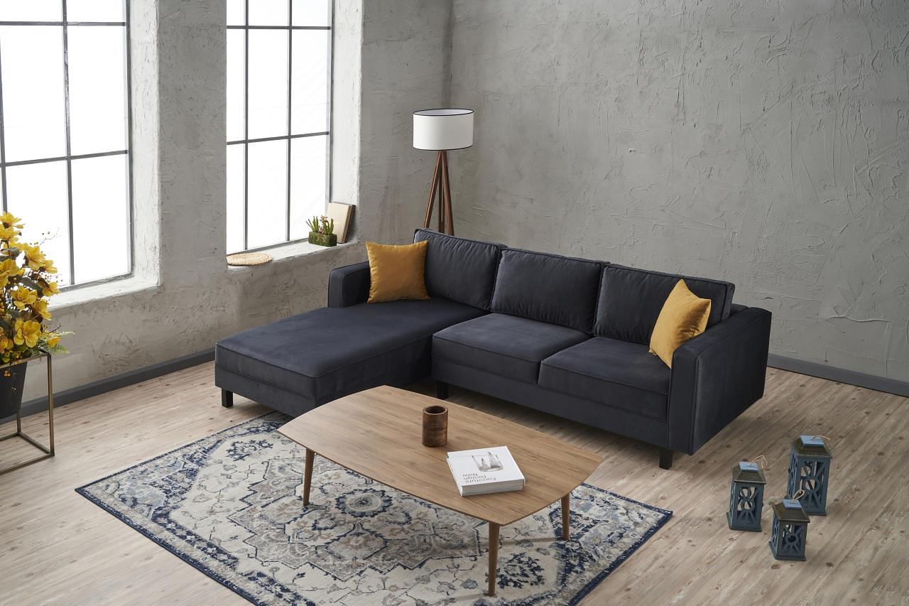 Kale Sofa Récamiere Links Samt Anthrazit 3