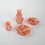 Glass object set Orange 1970s 3
