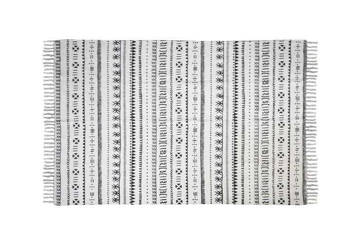 Teppich Baumwolle Schwarzweiß 0