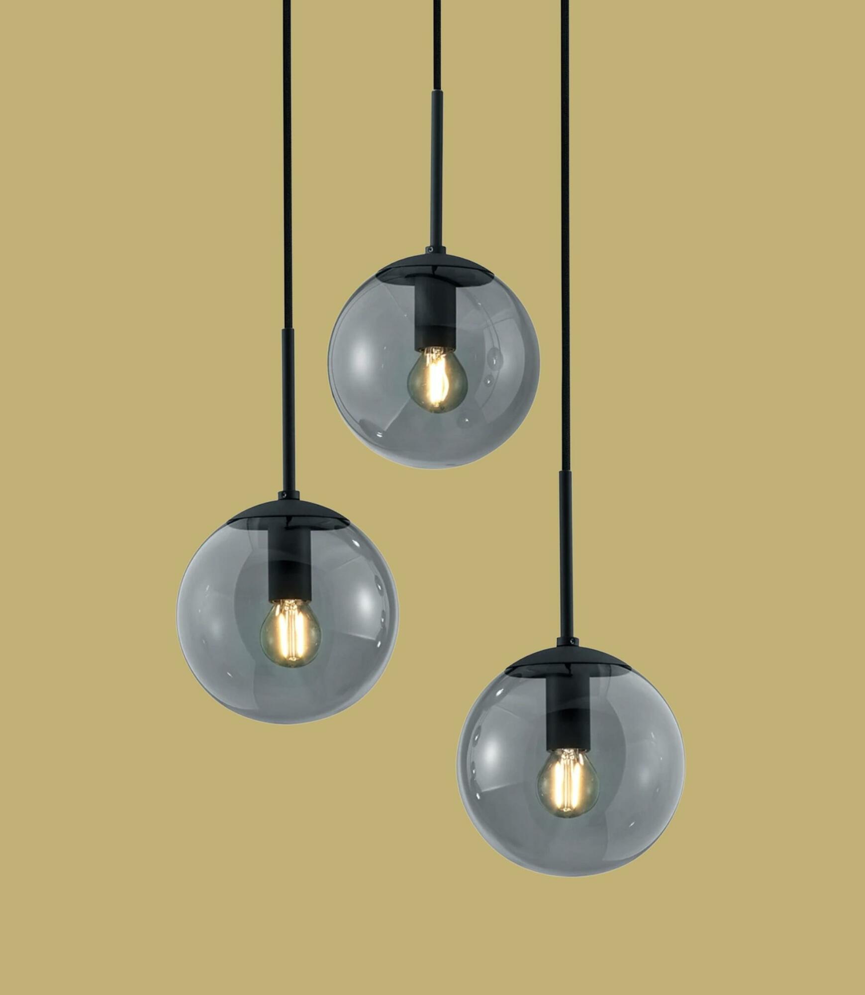 3-flammige Pendelleuchte Aluminium Schwarz 0