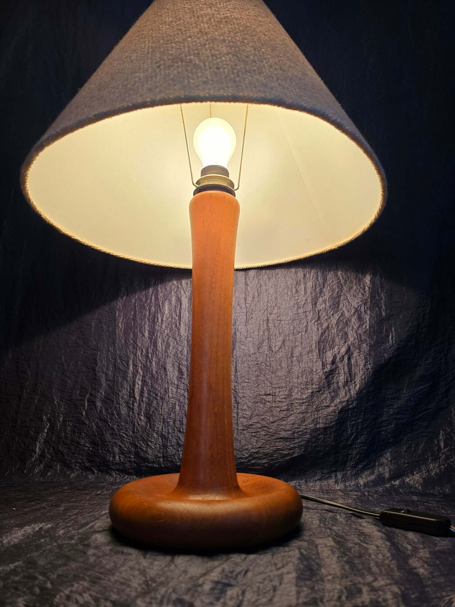 Vintage Tischlampe Holz Braun  3