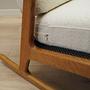 Vintage Schaukelstuhl Eichenholz Textil Creme 1960er Jahre 13
