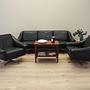 Swivel armchair Leather Black 1960s 1