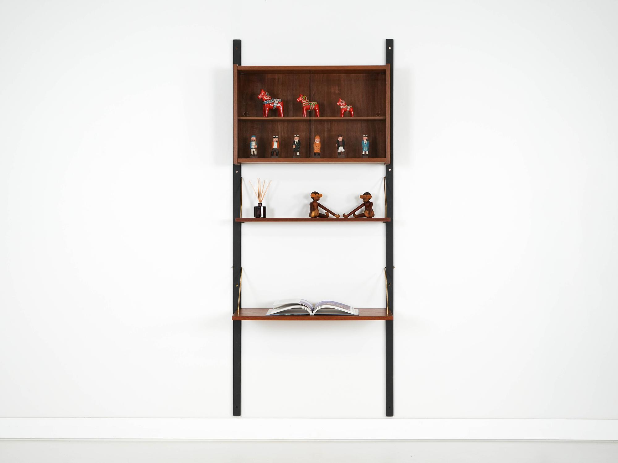 Teak-Wandmöbel PS System Braun 1960er Jahre 1