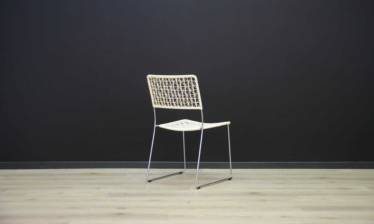 2x Vintage Stuhl Metall Weiß 1960er Jahre 7