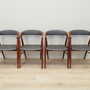 4x Vintage Stuhl Teakholz Leder Grau 1960er Jahre 1