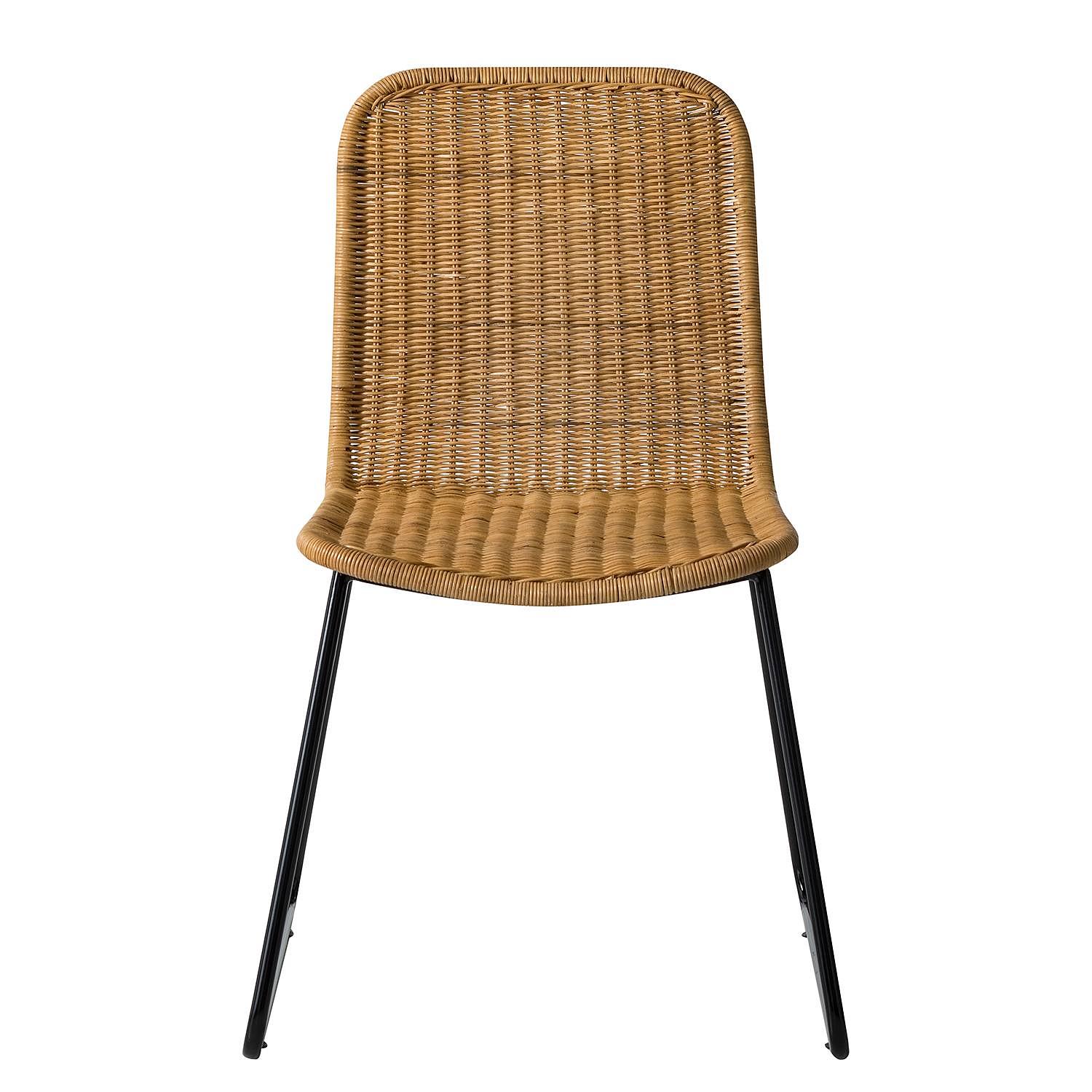 2x Esszimmerstuhl Vuna Rattan Metall Natur Schwarz 4