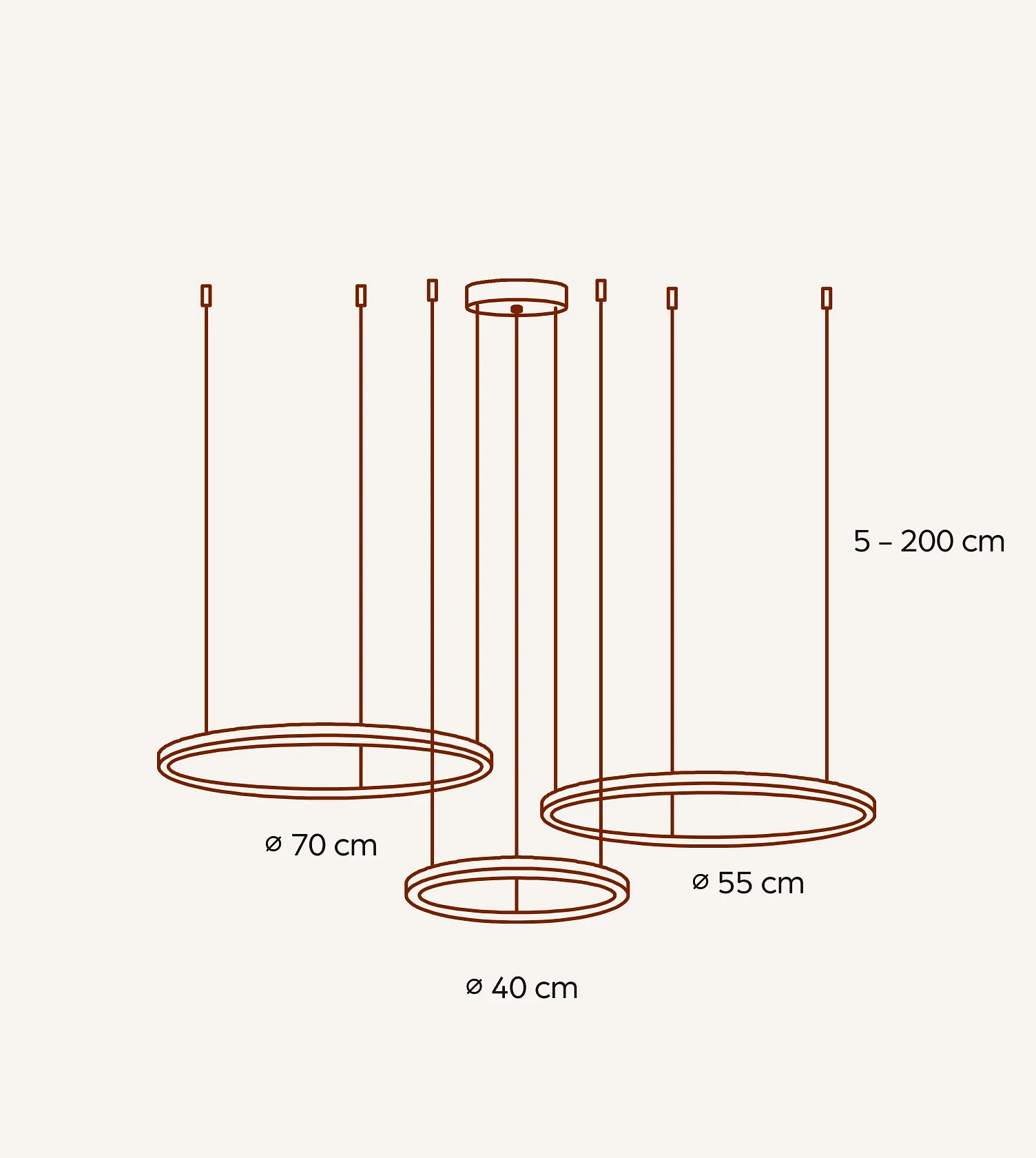 Ring-shaped LED pendant light CAECILIA Black 1