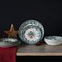 12x Weihnachten Tellerset Keramik Grün 2