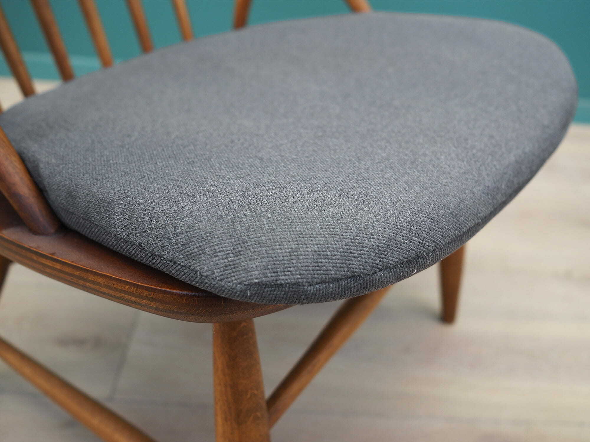 Vintage armchair beech fabric brown 1960s 8
