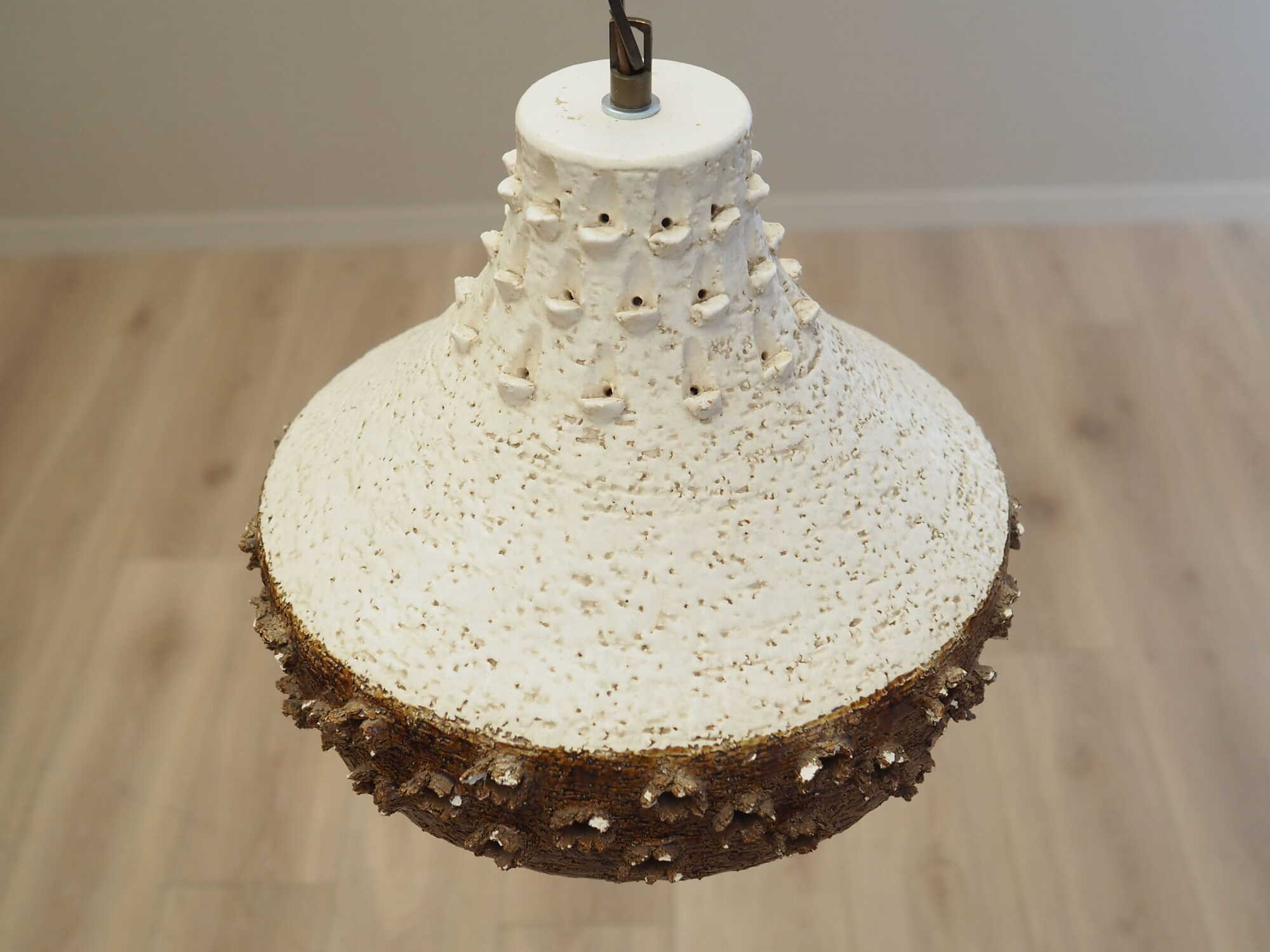 Vintage pendant lamp ceramic brown 1960s 2